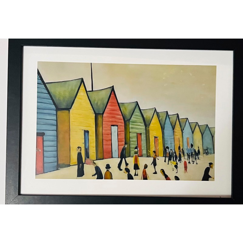 Greetingles Lowry-Style Framed Print. Beautiful Black Ash Frame (Lowry, LS