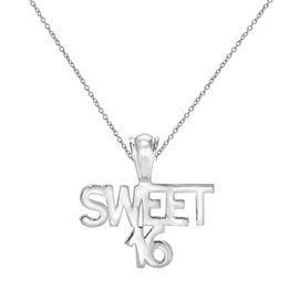 Sterling Silver Sweet 16 Pendant Necklace, 18"