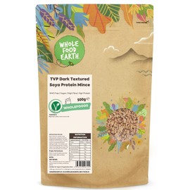 Whole Food Earth® - TVP Dark Textured Soya Protein Mince 500 g | GMO Free | High Fibre | High Protein