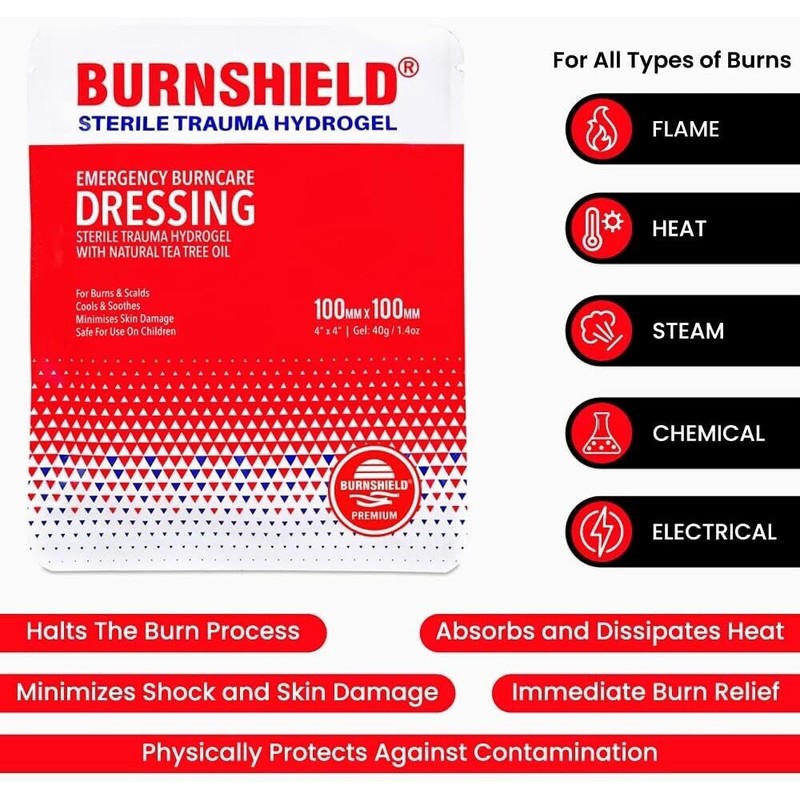 Burnshield 4" X 4" Burn Dressing Hydrogel IFAK EMT EMS