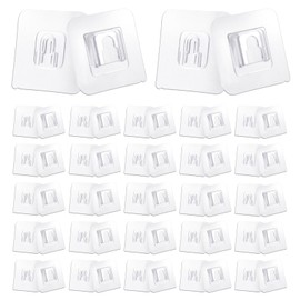 50pcs Double Sided Adhesive Wall Hooks Transparent Wall Adhesive Hooks for Hanging Clip Rain Sticky Hooks Clear Waterproof Utility Sticker Hook for Bathroom Kitchen Office Shower Basket Picture
