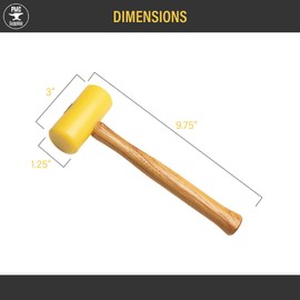 4 Oz 1-1/4" Face Size 1 Yellow Plastic Mallet Non-Marring Jewelry Making Precious Metal Forming Hammer