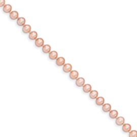 14k Yellow Gold 4-5mm Pink Near Round Freshwater Cultured Pearl Necklace 18"