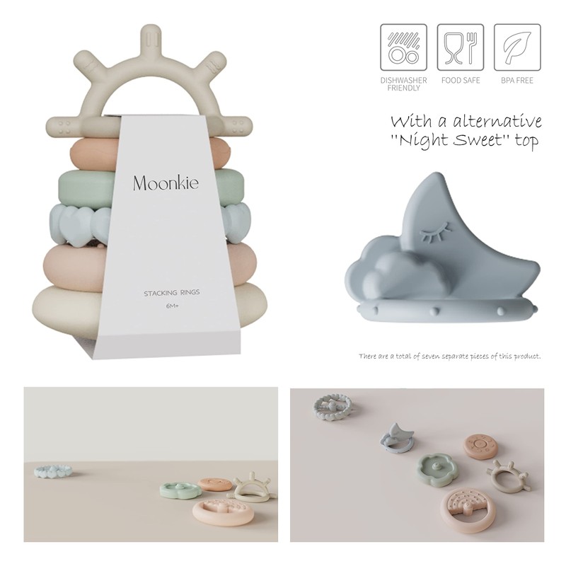 Moonkie Stacks of Circles Soft Teething Toy Educational Learning Stacking