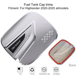 For Toyota Highlander Sporty Protective Gas Tank Door Cover, For Highlander 2023 2022 2021 2020 LE XLE Bronze Edition Limited Platinum Exterior Accessory- Chrome, Not for Grand Highlander 2024