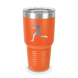 Runner 30 oz Laser Engraved Polar Camel Stainless Steel Vacuum Insulated Tumbler w/Clear Lid men marathon half cross country - Customizable - Orange