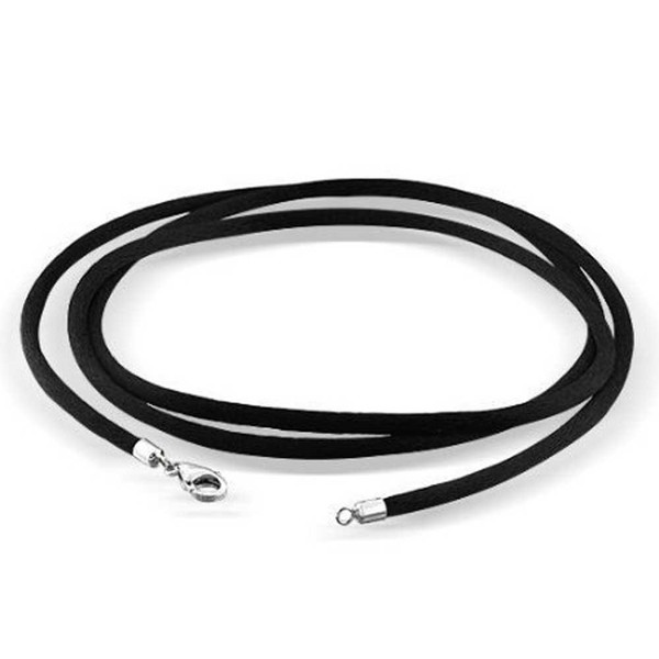 findout Black Silk Cord Chain Necklace with Sterling Silver Clasp