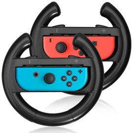 JoyHood Steering Wheel Compatible with Switch/Switch OLED Joy-Con Controller [2 Pack] Racing Wheel Controllers fit for Mario Kart 8 Deluxe - Black