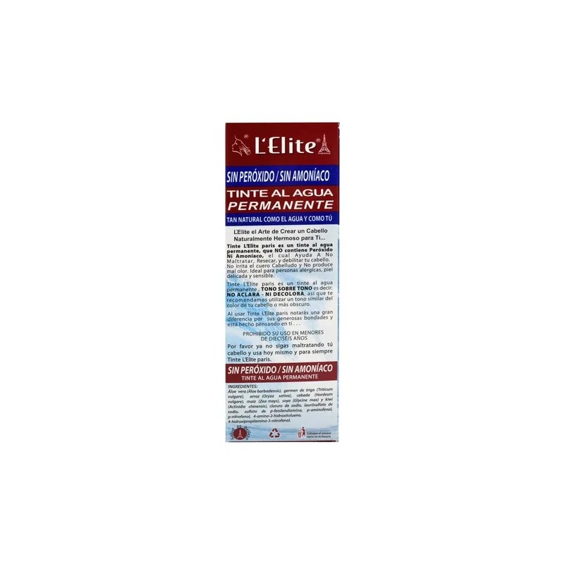 Tinte Permanente L'elite Negro Sin Amoníaco 10g Con Cobertura