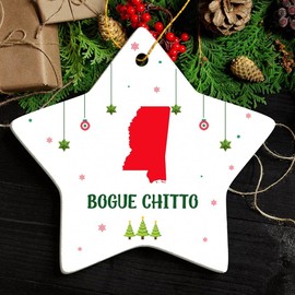 Bogue Chitto MS Ornament for Christmas Tree Decorations City Travel Souvenir Gifts for Family and Friend - Housewarming Gift Bogue Chitto Mississippi Ornament Star 3.25"