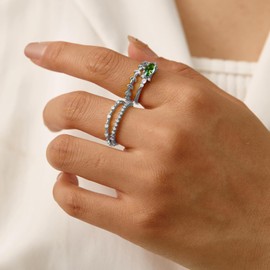 Otxas Silver Stackable Rings for Women Size 6-10 with Cubic Zirconia Dainty Wedding Band Sets for Women Non Tarnish (Silver, 7)