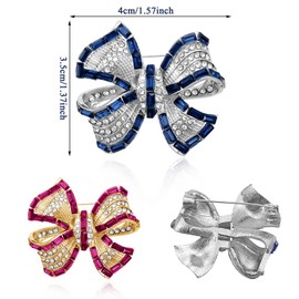 2PCS Rhinestone Bow Brooch Pins for Women,Crystal Bowknot Brooch,Vintage Fashion Blue Bowknot Brooches Dress Decoration Women's Clothing Jewelry Accessories Gift