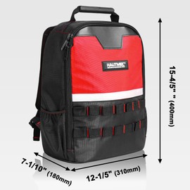 HAUTMEC Pro Tool Backpack Heavy Duty 1680D Water-Resistant Tool Bag with Laptop Compartment, Padded Straps for Comfortable Carry, Impact-Resistant Base, HT0407