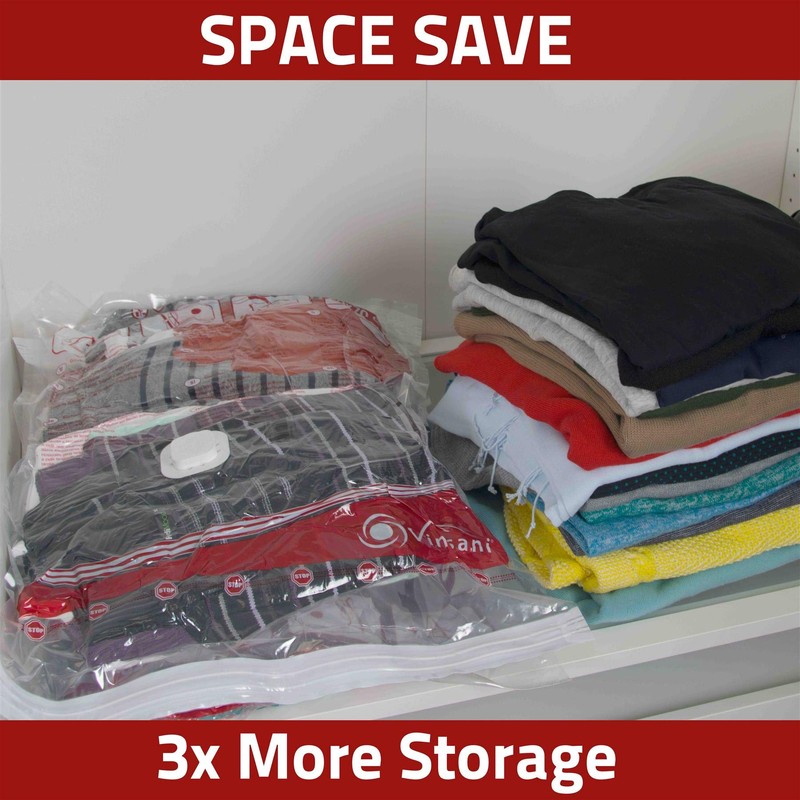 Vinsani 3 Pack Reusable Vacuum Storage Bags with Double-Zip Seal