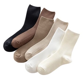 MarJunSep Women’s Cute Cotton Crew Socks Neutral Aesthetic Slouchy Boot Dress Socks Women Girls Granola Essentials 6 Pairs Pack