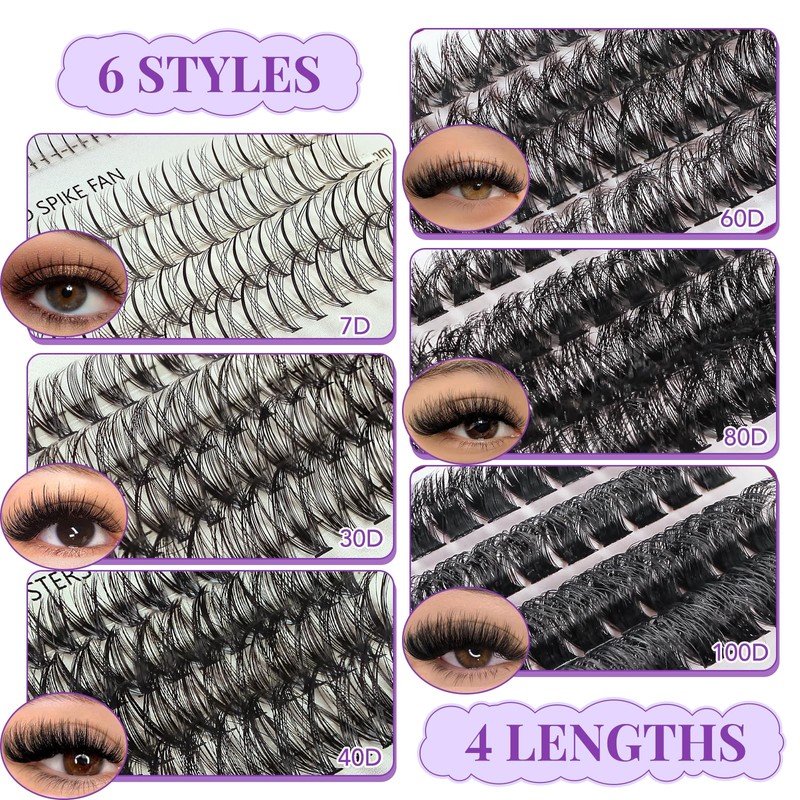 Fluffy Individual Eyelashes Cluster Lashes Russian D Curl Lash Clusters