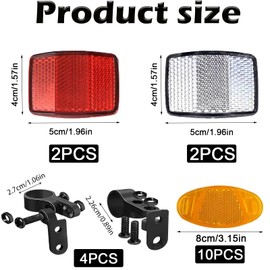 MOAZIFI 8-Piece Reflectors Bicycle Set, Includes 4 Pieces Cat's Eyes Bicycle and 2 Bicycle Reflectors Front Rear and 1 Screwdriver and 8 m Reflective Strips, for Road Bike, MTB, E-Bike