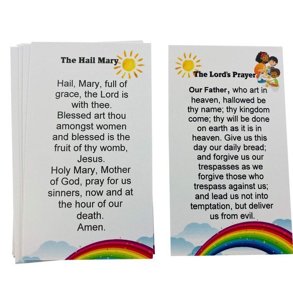 Westmon Works The Hail Mary and Our Father Lords Prayer Childrens Holy Cards Bulk Classroom Pack, Set of 24