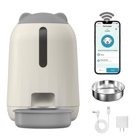 PAPIFEED Smart Automatic Cat Feeders, Dual Power Supply Cat Food Distributor, WiFi Pet Feeder with APP Control for Remote Feeding, Moisture-Proof Freshness Design, 3L Automatic Cat Feeder (Grey)