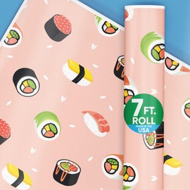 Big Dot of Happiness Sushi Wrapping Paper, Japanese Party Theme Gift Wrap for Birthday Parties, 24 in x 7 feet, 1 Roll
