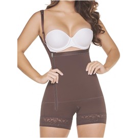 MARIAE FAJAS FQ113 Colombianas Postparto Open Bust Tummy Control Shapewear Chocolate L