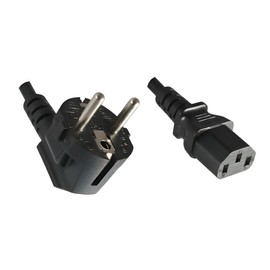 DINIC Power Cable CEE 7/7 Earthing Contact Plug to C13, VDE, (1.00 m, Black)