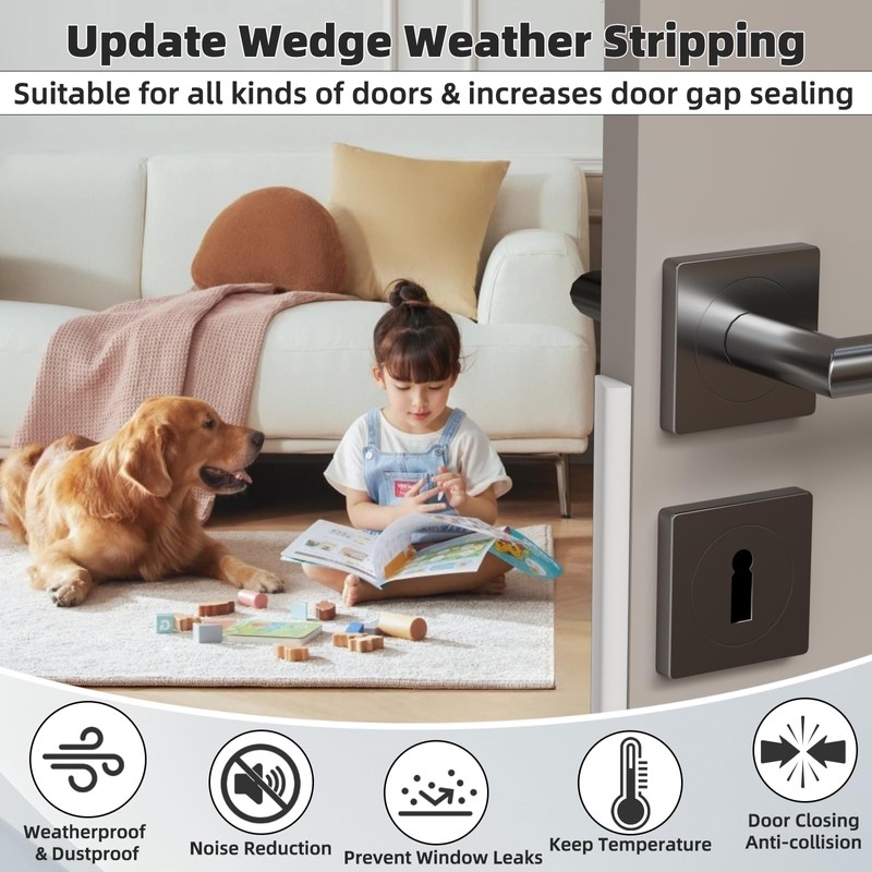 ESUFEIR 2pcs×196" Wedge Window Weather Stripping Door Gap Filler,Adhesive Window