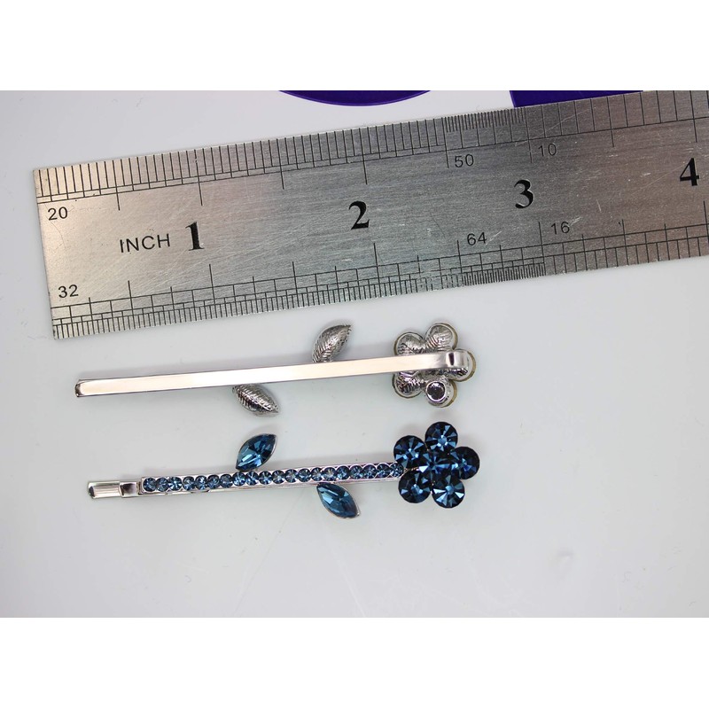 Faship Gorgeous A Pair Of Navy Blue Rhinestone Crystal Floral