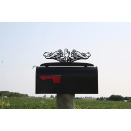 Submarine Dolphins Metal Mailbox Topper, Black Dolphin Sign