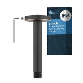 HammerHead Showers All Metal 6 Inch Ceiling Mount Straight Shower Arm and Flange with Set Screw, Straight Shower Arm for Rain Shower Head, Ceiling-Mounted Rain Shower Arm, Oil Rubbed Bronze