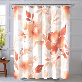 COSEVIER - Cortina de ducha floral, color naranja acuarela flor cortina de ducha para baño, tela minimalista moderna e impermeable, decoración de baño, 72 x 72 pulgadas