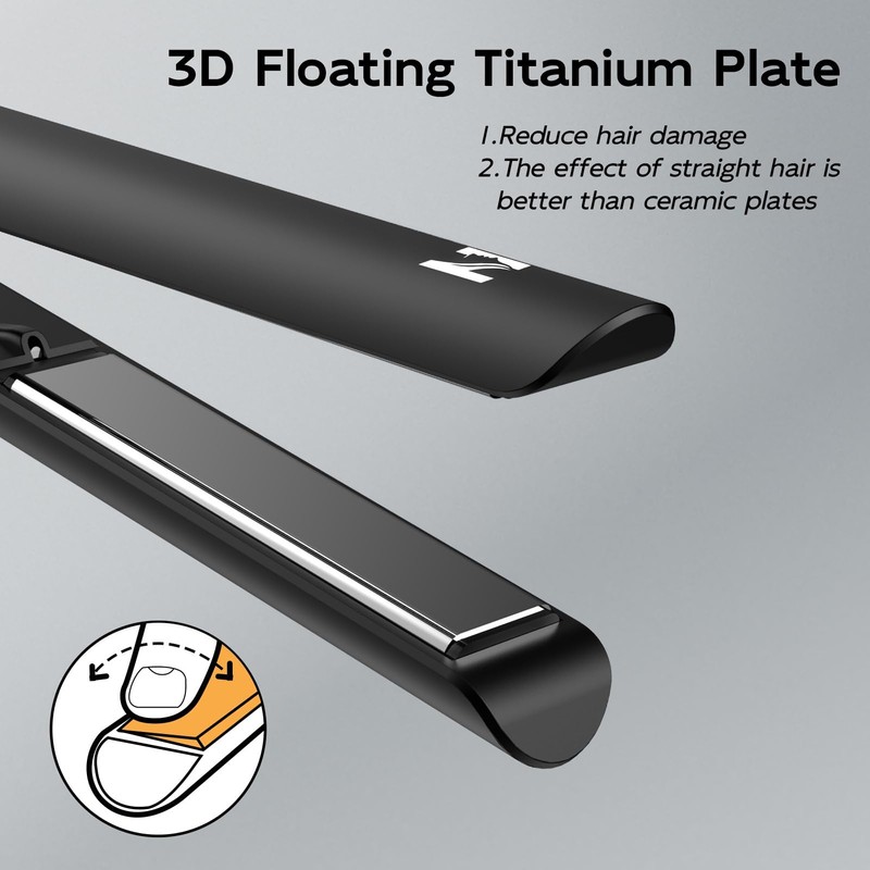 Nicebay Flat Iron Hair Straightener, 1 Inch Titanium Hair Straightener