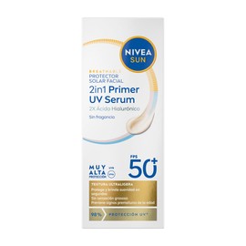 NIVEA Sun Primer 2en1 UV Serum 30ml, Prebase de maquillaje ideal para uso diario