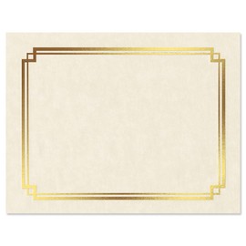 Gold Foil on Cream Certificate Paper - Pack of 25, 8-1/2" x 11" Parchment, Laser & Inkjet Printer Compatible, for Office, Business Awards, Graduation, School Diplomas