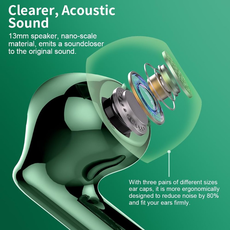 Wireless Earbuds, Bluetooth 5.3 Headphones In Ear with 4 ENC