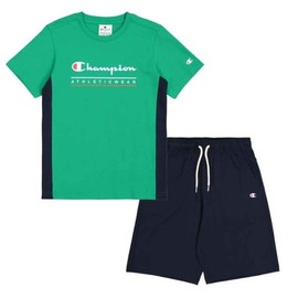 Champion Set girocollo da bambino Legacy Graphic con grande logo, Verde (GS130), 15-16 Years