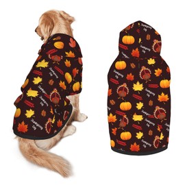 Fall Dog Costume Maple Thanksgiving Cosplay Clothes Sweaters Outfits Pullover Pets' Sweatshirt Hoodies with Pocket for Medium Large Dogs-L