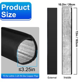 3 Layers HVAC Copper Pipe Insulation Cover Protector,Flexible AC Copper Line Insulation Sleeve,600D Oxford 72x10.2 Inch AC Pipe Insulation Wrap for Outside Central Air Conditioning Splits Black