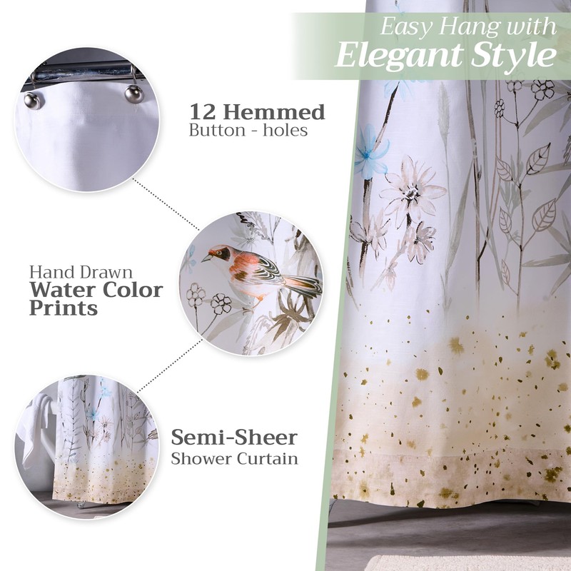 Maison d' Hermine Shower Curtain 100% Cotton One Panel 70"x72"
