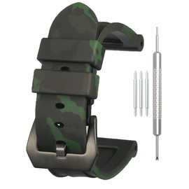 WRISTARMOR Correa de reloj de goma suave de alta calidad para hombre, 24 mm, interfaz tipo H, impermeable, correa deportiva