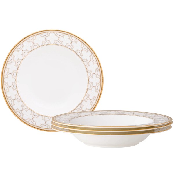 Noritake Trefolio Gold Set Of 4 Soup Bowls, 8-1/2", 12