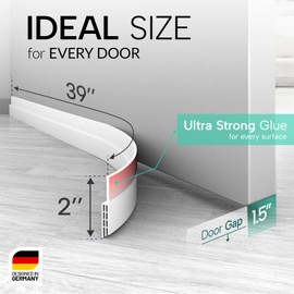 Vellure® Door Draft Stopper for Bottom of Door - Premium Door Sweep for Bottom of Door/Weather Stripping Door Seal (Save Energy – installs Quickly and Easily) Door Strip