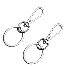 [Small Store] Key Chain, Set of 2, Metal, Stainless Steel, Stylish, Detachable Double Ring, Flat Key Ring, DIY Craft Supplies, Silver