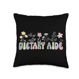 Groovy Dietary Aide Appreciation Groovy Flowers Proud Dietary Aide Throw Pillow, 16x16, Multicolor