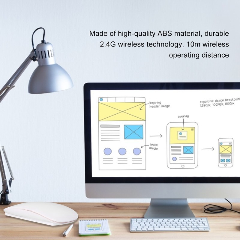USB Mouse Wireless Smart Slim Mini Portable 2.4G Cordless Mouse