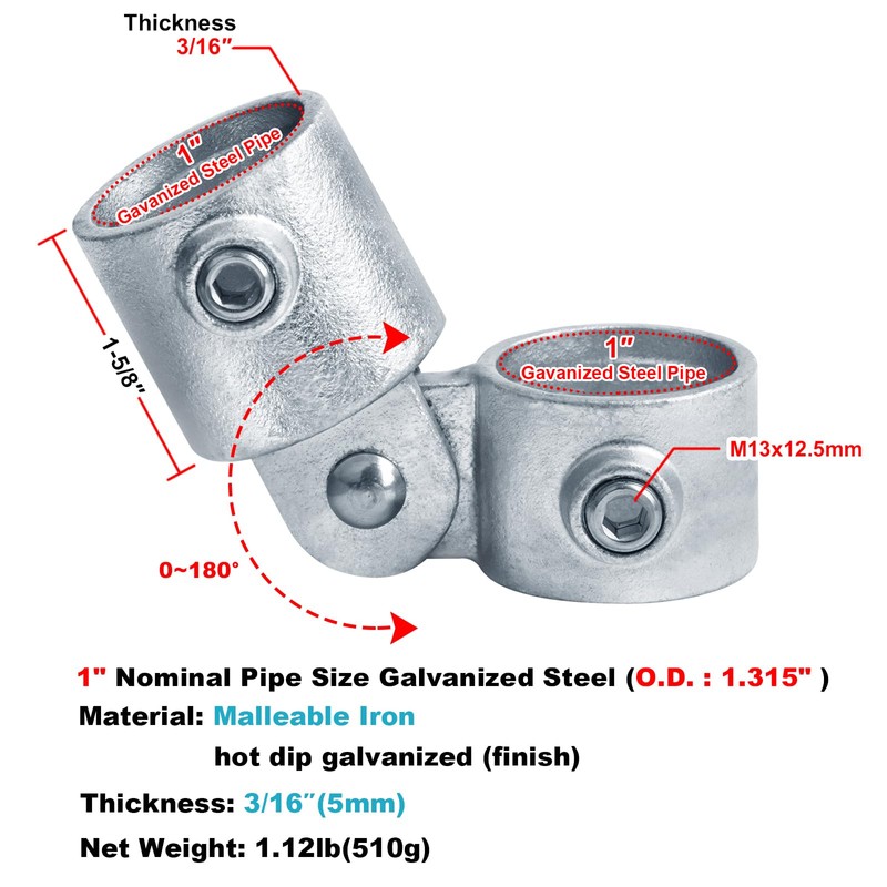 eoere 4 PCS Single Swivel Socket, Adjustable Structural Pipe Fittings