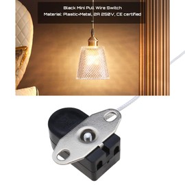 The Lord of the Tools Pack of 4 Pull Chain Switches in Black 2 A 250 V Side Action Mini Pull Cord Switch Made of Metal Plastic with 8 Pieces Screws Length 28 cm with CE Certification