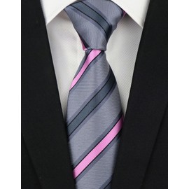 Lot 6 PCS Classic Men's Tie Set Gingham Solid Jacquard Woven Silk Grenadine Tie Business Formal Necktie,Lavender, Grey Pink, Black, Grass Green, Royal Blue, Brown Navy