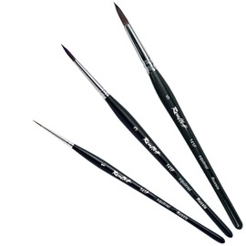 Roubloff Pack of 3 Professional Brush Set in Sizes 1-3-5 | Bristles Made of Real Squirrel Hair | Drawing Brush Set with Round Tip for Water-Based Paints