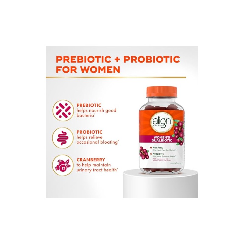 Align Women's Prebiotic + Probiotic Supplement Gummies, with Cranberry for